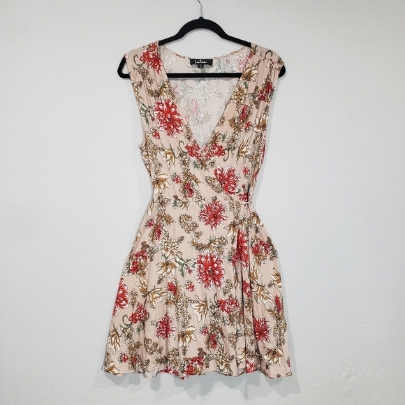 Lulus Best in Bloom Blush Floral Print Wrap Dress Size Large - Picture 3 of 13